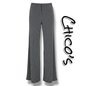 Chico’s Perry Palazzo Pants Moonlight Stripes NWT XL 16/18 Pull-On Wide Leg